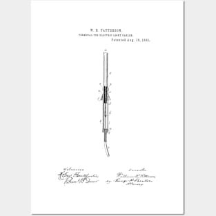 Terminal for Electric Light Cable Vintage Retro Patent Hand Drawing Funny Novelty Gift Posters and Art